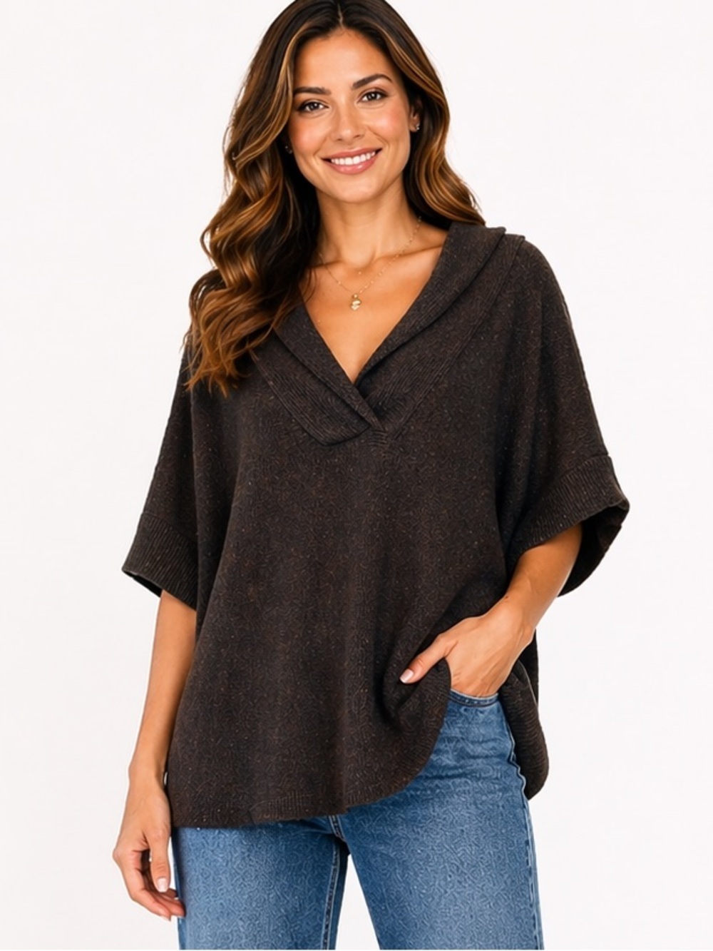 Merino Wool Blend Sweater Minimalist Classic Modern Elevated Basic Black Medium